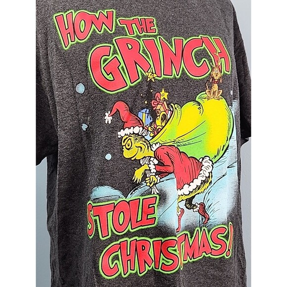 Dr Seuss How The Grinch Stole Christmas T-shirt Large Front Graphic Holiday - Picture 2 of 8